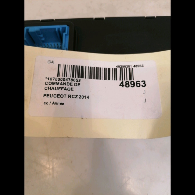 Commande de chauffage occasion PEUGEOT RCZ 6452S2 3