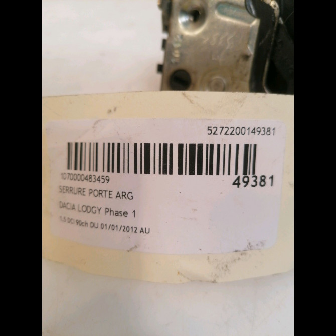 Serrure porte arg occasion DACIA LODGY Phase 1 01-2012->... 1.5 DCI 90ch 825032860R 3