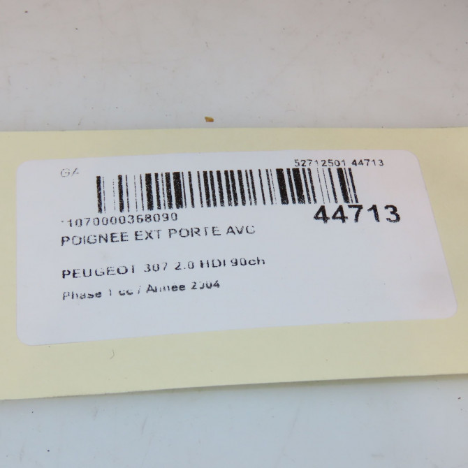Poignee ext porte avg occasion PEUGEOT 307 Phase 1 04-2001->06-2005 2.0 HDI 90ch 9101W3 3