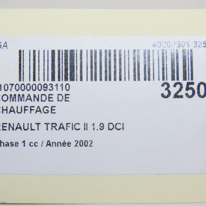 Commande de chauffage occasion RENAULT TRAFIC II Phase 1 10-2001->08-2006 1.9 DCI 100ch 275106803R 5