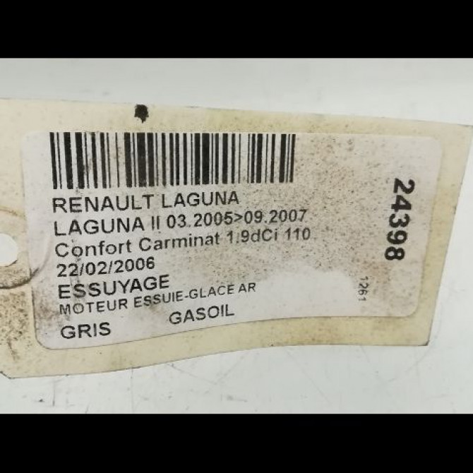 Moteur essuie-glace arrière occasion RENAULT LAGUNA II Phase 2 03-2005->09-2007 1.9 DCI 110ch 8200001891 4