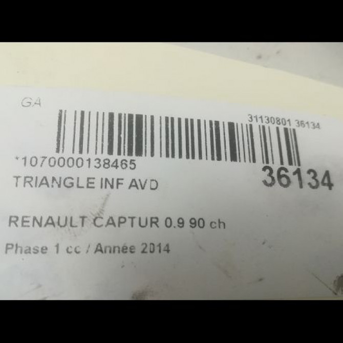 Triangle inf avd occasion RENAULT CAPTUR Phase 1 02-2013->... 0.9 90 ch 545045743R 3