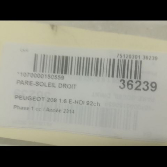 Pare-soleil droit occasion PEUGEOT 208 208 Phase 1 2012-03-01->2015-09-30 1.6 E-HDI 92ch 16079196PR 3