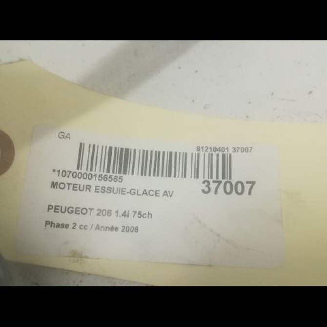 Moteur essuie-glace avant occasion PEUGEOT 206 Phase 2 02-2003->02-2009 1.4i 75ch 6405N5 3