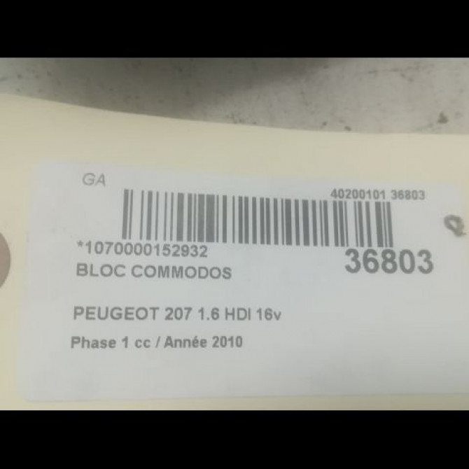 Bloc commodos occasion PEUGEOT 207 Phase 1 04-2006->06-2013 1.6 HDI 16v 90ch 6242YT 5