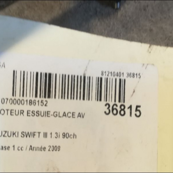 Moteur essuie-glace avant occasion SUZUKI SWIFT III Phase 1 03-2005->09-2011 1.3i 90ch 3