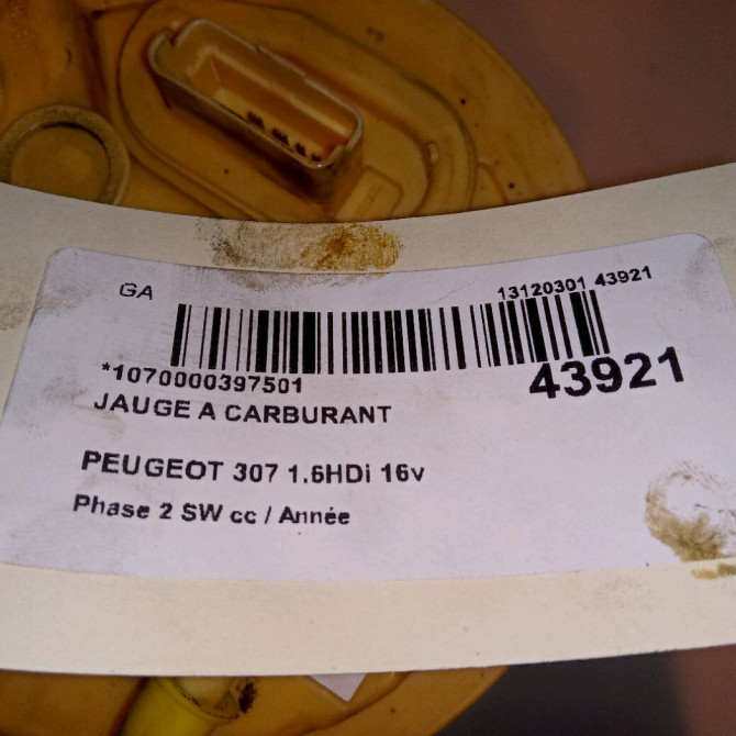 Jauge a carburant occasion PEUGEOT 307 Phase 2 SW 06-2005->07-2008 1.6HDi 16v FAP 110ch 5