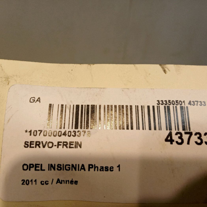 Servo-frein occasion OPEL INSIGNIA Phase 1 01-2009->03-2013 13286441 5