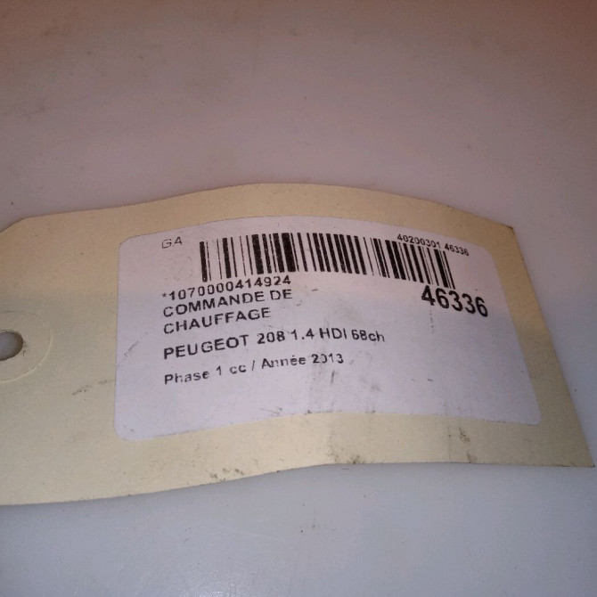 Commande de chauffage occasion PEUGEOT 208 208 Phase 1 2012-03-01->2015-09-30 1.4 HDI 68ch 9819611580 4