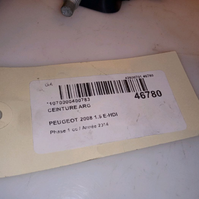 Ceinture arrière gauche occasion PEUGEOT 2008 Phase 1 01-2013->... 1.6 E-HDI 92ch 96781657XY 3