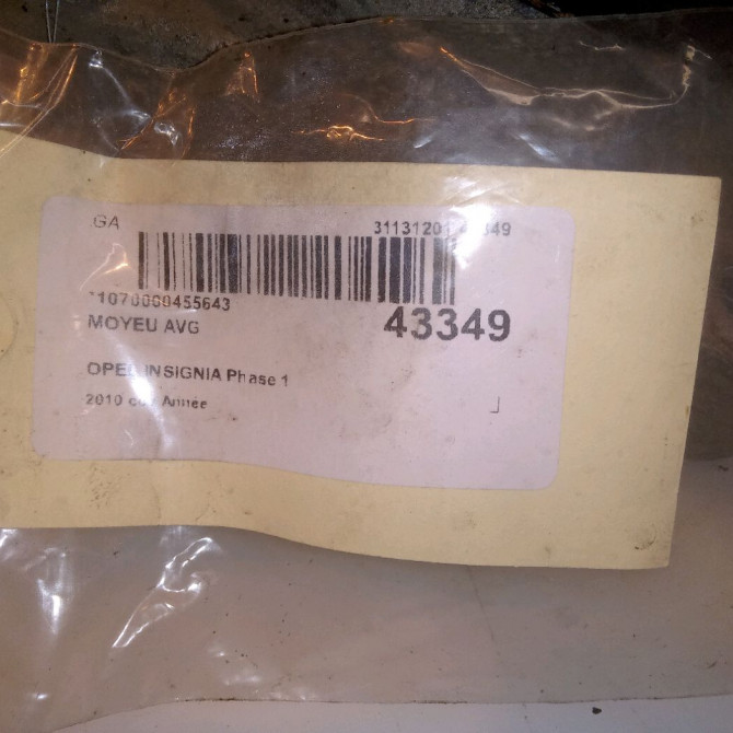 Moyeu avg occasion OPEL INSIGNIA Phase 1 01-2009->03-2013 13507374 5