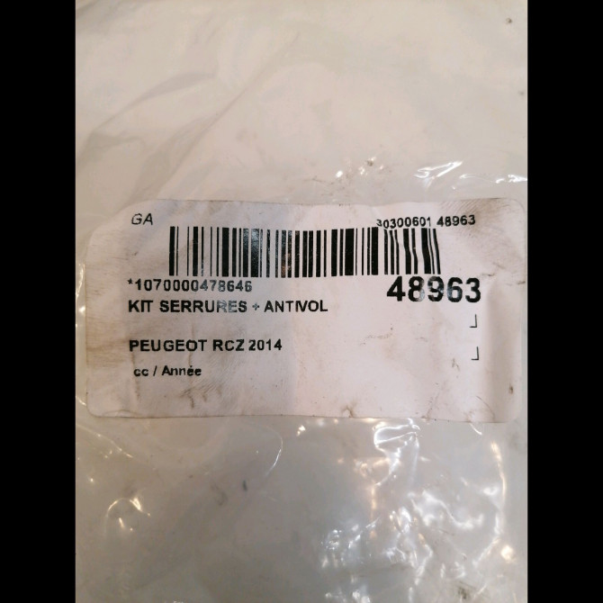 Kit serrures + antivol occasion PEUGEOT RCZ 4162VY 3