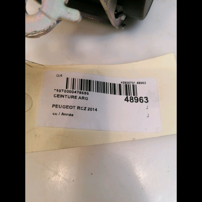Ceinture arrière gauche occasion PEUGEOT RCZ 8975VE 3