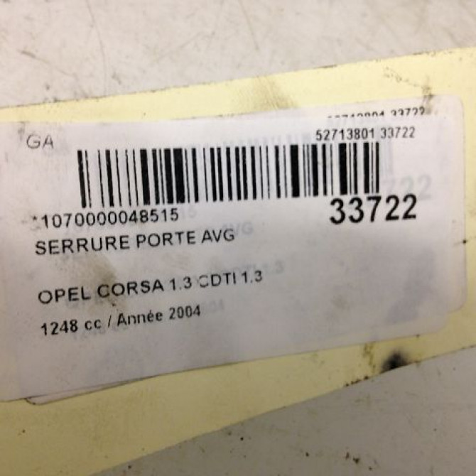 Serrure porte avg occasion OPEL CORSA III Phase 2 08-2003->09-2006 1.3 CDTI 13154791 3