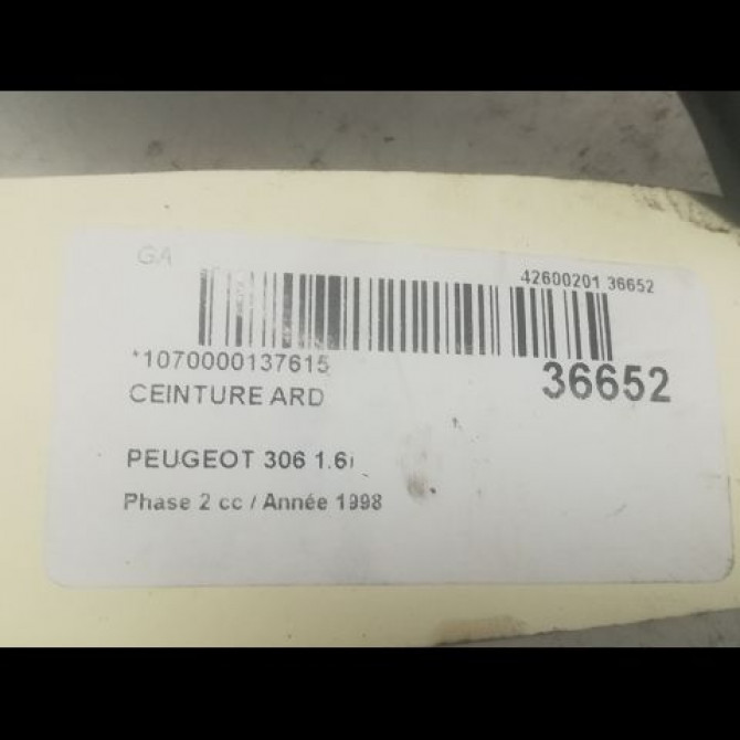 Ceinture arrière droite occasion PEUGEOT 306 Phase 2 04-1997->03-2002 1.6i 4