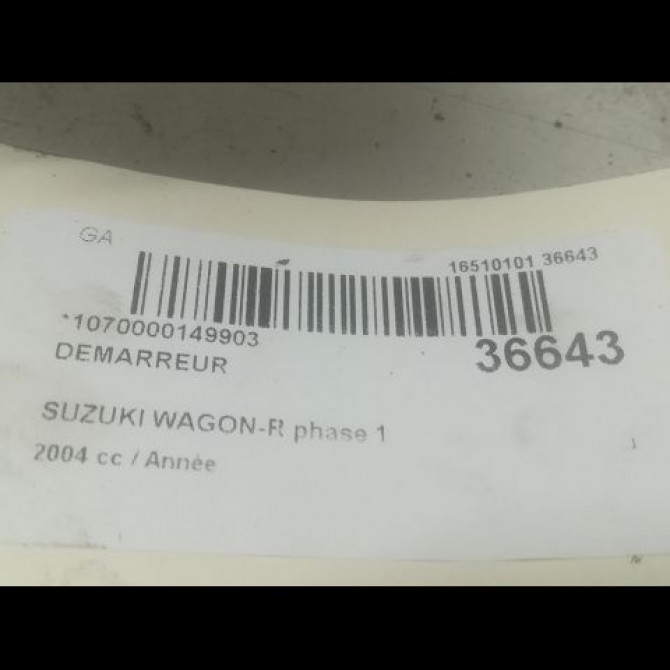 Démarreur occasion SUZUKI WAGON-R phase 1 04-2000->12-2007 3110084EC0 3