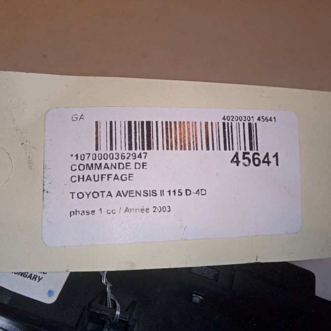 Commande de chauffage occasion TOYOTA AVENSIS II phase 1 05-2003->08-2006 115 D-4D 5590205031 4