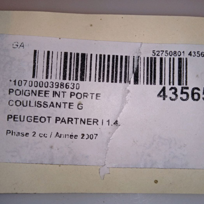 Poignee int porte coulissante g occasion PEUGEOT PARTNER I Phase 2 11-2002->05-2008 1.4i 9333T5 4