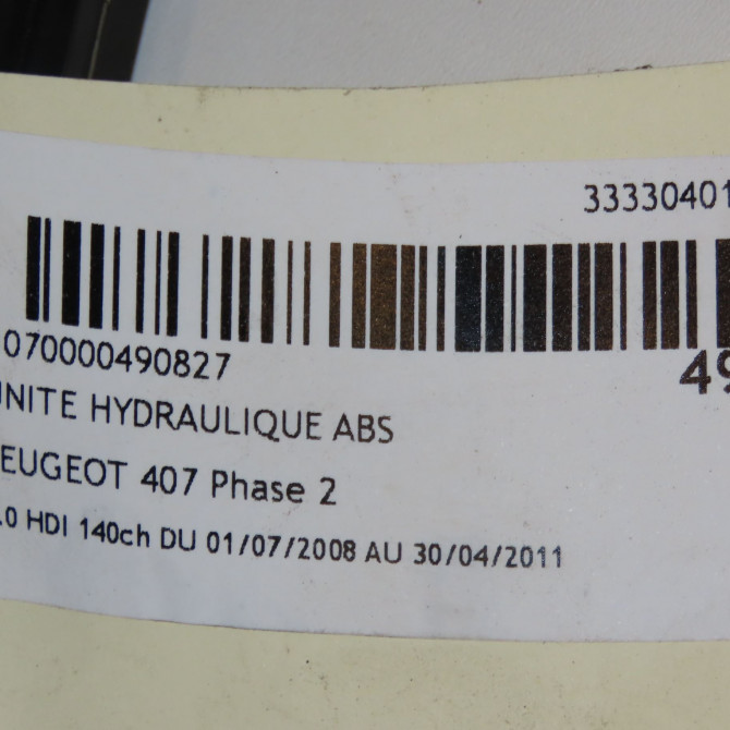 Unité hydraulique ABS occasion PEUGEOT 407 Phase 2 07-2008->04-2011 2.0 HDI 140ch 4541JK 6