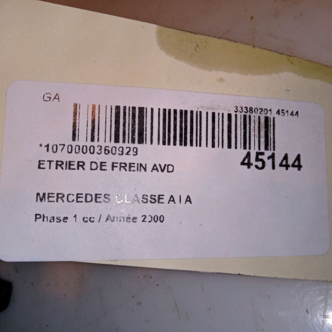 Etrier de frein avant droit occasion MERCEDES CLASSE A I Phase 1 01-1998->03-2001 A 170 CDI 1684200383 4
