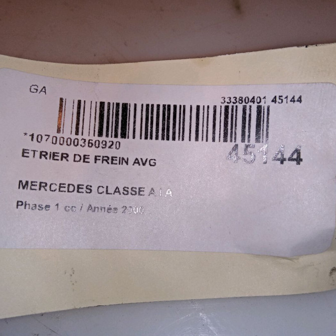 Etrier de frein avant gauche occasion MERCEDES CLASSE A I Phase 1 01-1998->03-2001 A 170 CDI 1684200283 4