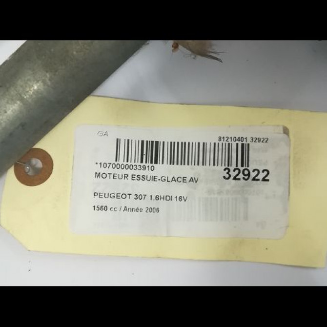 Moteur essuie-glace avant occasion PEUGEOT 307 Phase 1 04-2001->06-2005 1.6 HDI 16v 90ch 6405Y7 8