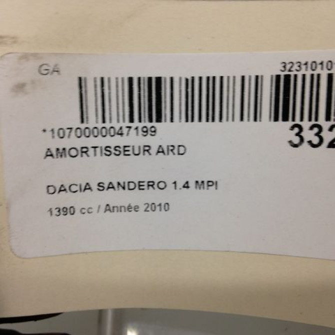 Amortisseur arrière droit occasion DACIA SANDERO I Phase 1 06-2008->10-2012 1.2 16v 75ch 8200953294 3