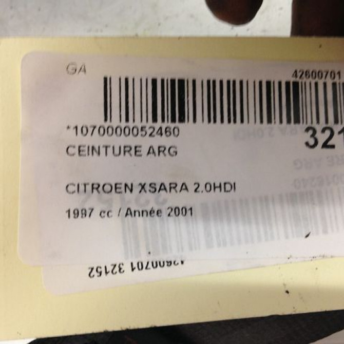Ceinture arrière gauche occasion CITROEN XSARA Phase 2 09-2000->12-2005 2.0 HDi 110ch 8974KX 3