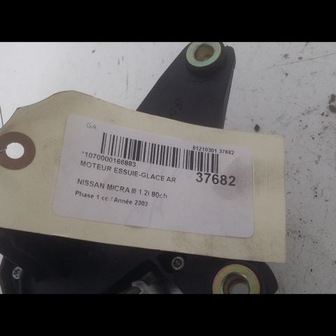 Moteur essuie-glace arrière occasion NISSAN MICRA III Phase 1 01-2003->07-2005 1.2i 80ch 28710AX60A 3
