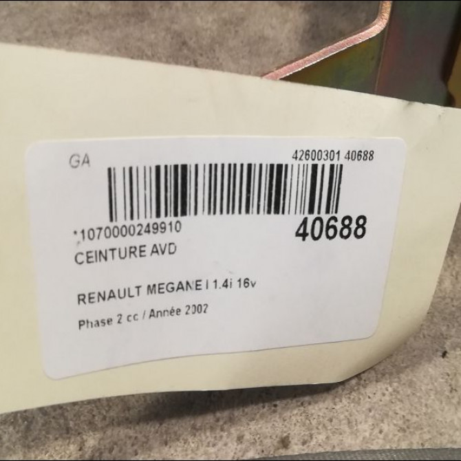Ceinture avant droite occasion RENAULT MEGANE I Phase 2 03-1999->06-2003 1.4i 16v 7700430618 4