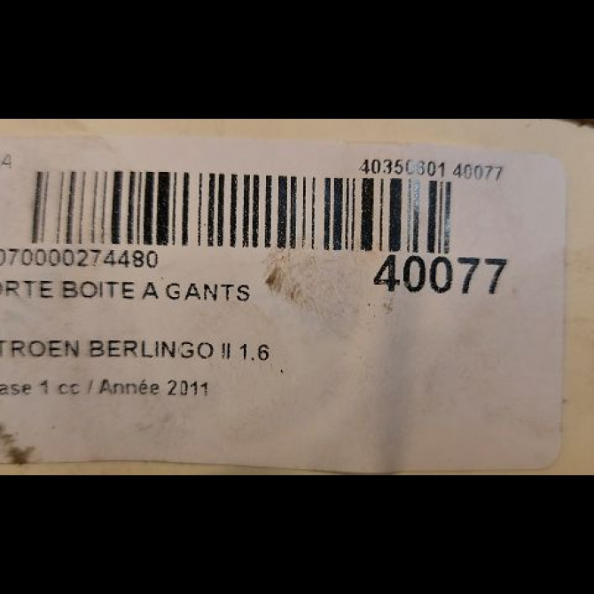 Porte boite a gants occasion CITROEN BERLINGO II Phase 1 05-2008->01-2012 1.6 HDi 8v 90ch 2