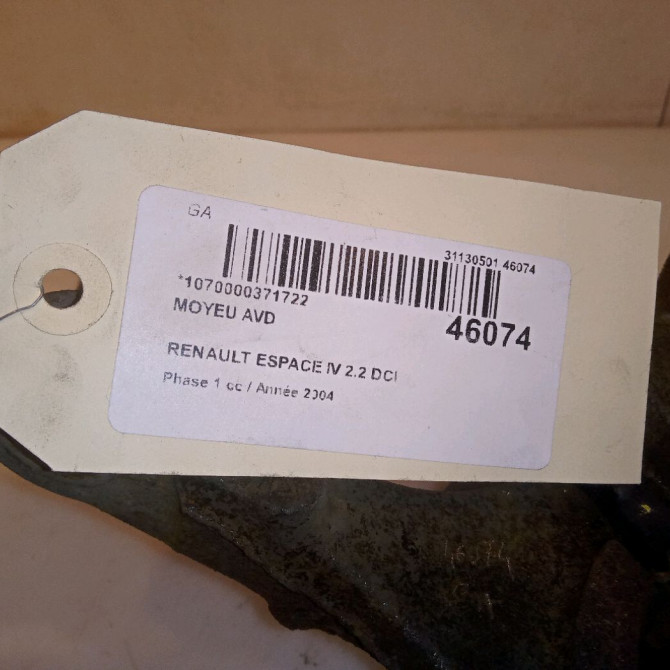 Moyeu avd occasion RENAULT ESPACE IV Phase 1 09-2002->03-2006 2.2 DCI 8200570190 4