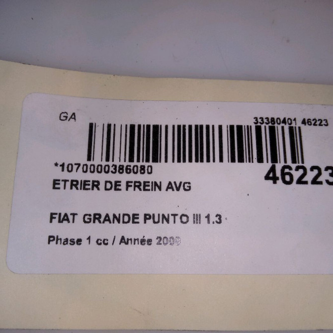 Etrier de frein avant gauche occasion FIAT GRANDE PUNTO III Phase 1 09-2005->12-2013 1.3 DT MULTIJET 16v 75ch 77364399 4