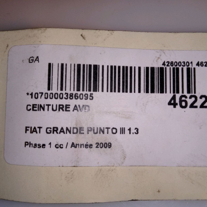 Ceinture avant droite occasion FIAT GRANDE PUNTO III Phase 1 09-2005->12-2013 1.3 DT MULTIJET 16v 75ch 735501248 4