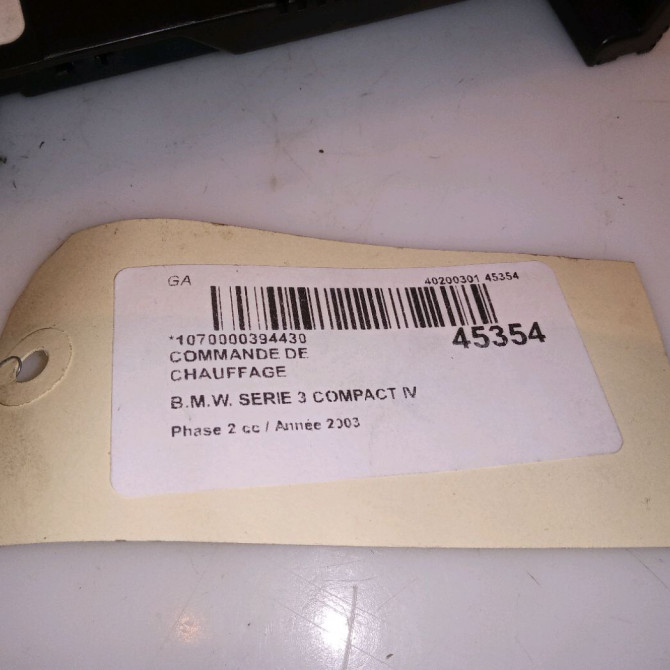 Commande de chauffage occasion B.M.W. SERIE 3 COMPACT IV Phase 2 03-2003->12-2004 320 TD 149ch 64118373981 4