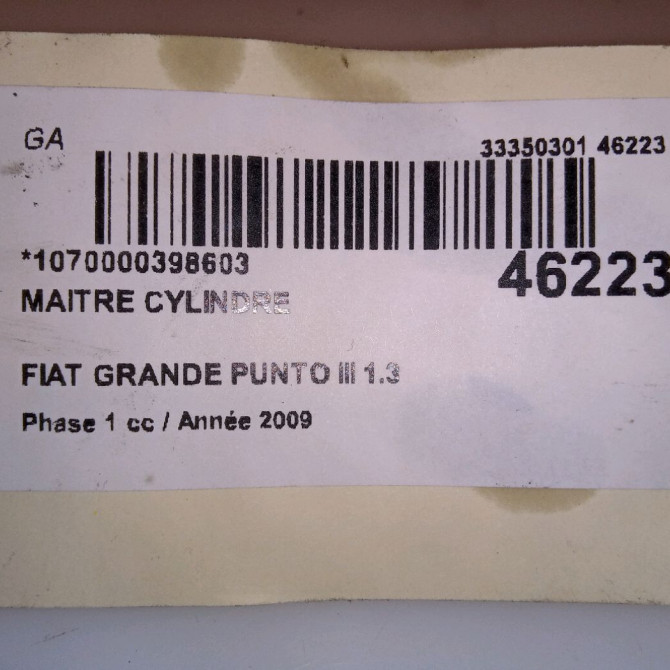 Maitre cylindre occasion FIAT GRANDE PUNTO III Phase 1 09-2005->12-2013 1.3 DT MULTIJET 16v 75ch 77365715 5