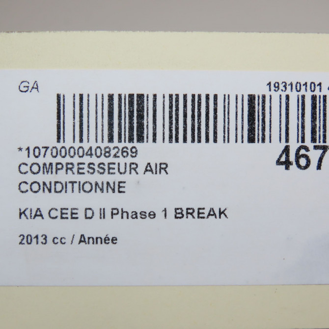 Compresseur air conditionne occasion KIA CEE D II Phase 1 BREAK 09-2012->12-2015 97701A6700 6
