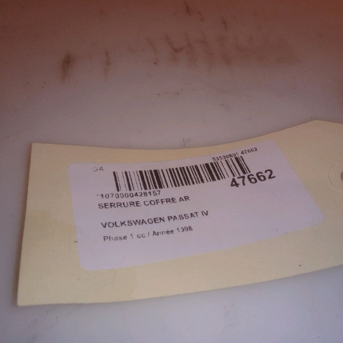 Serrure coffre arrière occasion VOLKSWAGEN PASSAT IV Phase 1 10-1996->10-2000 1.9 TDI 90ch 3B5827505M 4