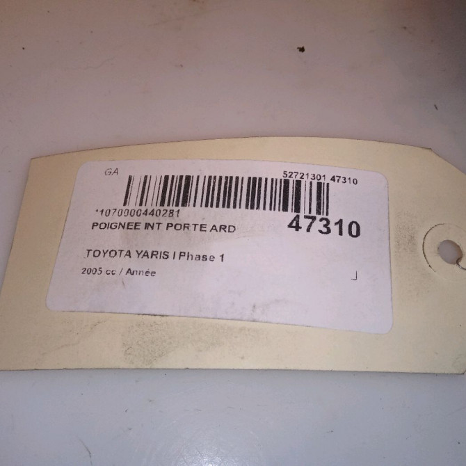 Poignee int porte ard occasion TOYOTA YARIS I Phase 1 04-1999->03-2003 692050D030B2 3