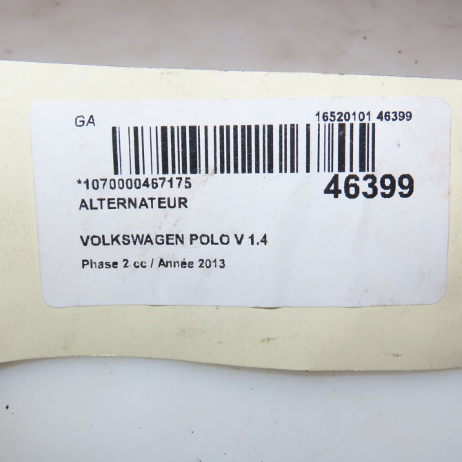 Alternateur occasion VOLKSWAGEN POLO V Phase 2 02-2014->... 1.4 TDI 90ch 3P903023F 3