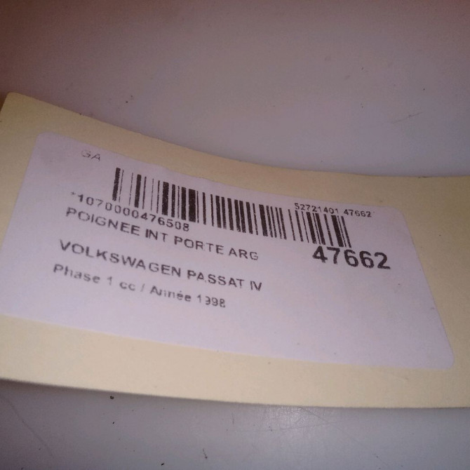 Poignee int porte arg occasion VOLKSWAGEN PASSAT IV Phase 1 10-1996->10-2000 1.9 TDI 90ch 3B0839113BKB41 4