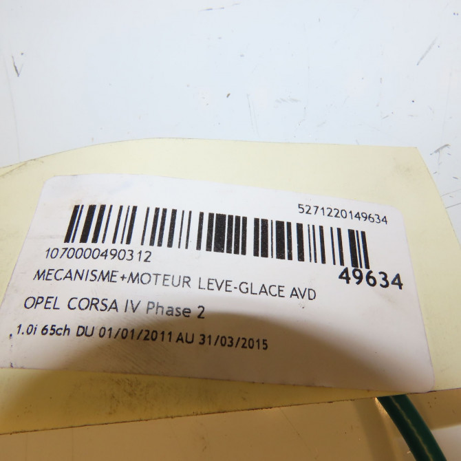 Mecanisme + moteur lève-glace avant droit occasion OPEL CORSA IV Phase 2 01-2011->03-2015 1.0i 65ch 39161990 6