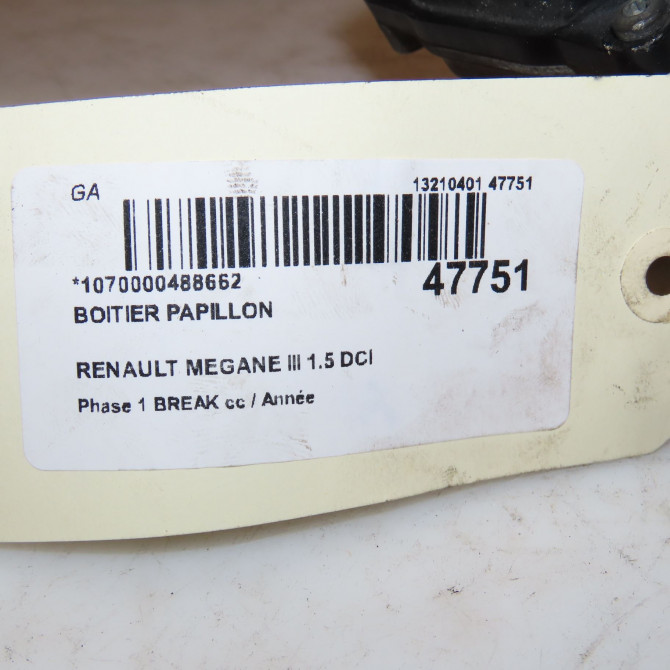 Boitier papillon occasion RENAULT MEGANE III MEGANE III Phase 1 BREAK 2009-06-01->2012-01-31 1.5 DCI 90ch 8200614985 3