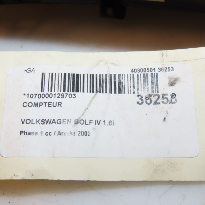 Compteur occasion VOLKSWAGEN GOLF IV GOLF IV Phase 1 1998-01-01->2005-06-30 1.6i 8v 100ch 1J0920826A 4
