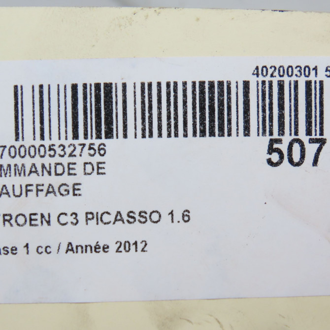 Commande de chauffage occasion CITROEN C3 PICASSO Phase 1 02-2009->08-2012 1.6 HDi 90ch 6452Q3 7