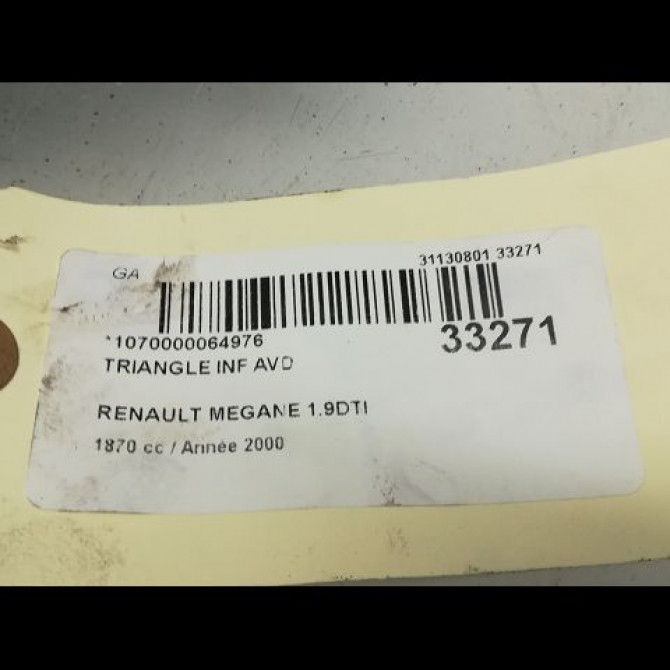 Triangle inf avd occasion RENAULT MEGANE I Phase 2 03-1999->06-2003 1.9 DTI 8200737133 4