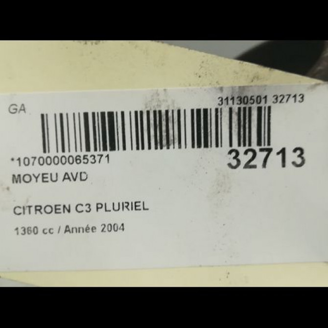 Moyeu avd occasion CITROEN C3 PLURIEL I Phase 1 04-2003->09-2008 1.4i 335086 4