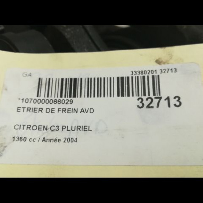 Etrier de frein avant droit occasion CITROEN C3 PLURIEL I Phase 1 04-2003->09-2008 1.4i 1607377780 4