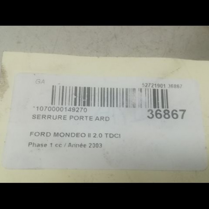 Serrure porte ard occasion FORD MONDEO II Phase 1 09-2000->06-2007 2.0 TDCI 115ch 4057986 3