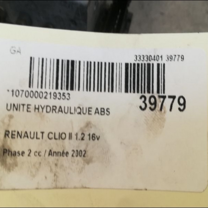 Unité hydraulique ABS occasion RENAULT CLIO II Phase 2 06-2001->07-2006 1.2 16v 7701067629 3